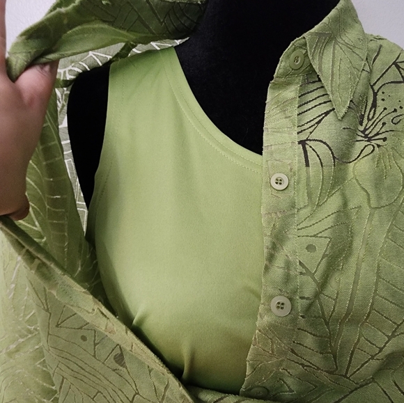 Alfred Dunner Green Sheer Floral Blouse 12P - Picture 6 of 9